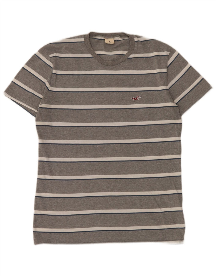 HOLLISTER Camiseta para hombre Top de algodón a rayas gris medio