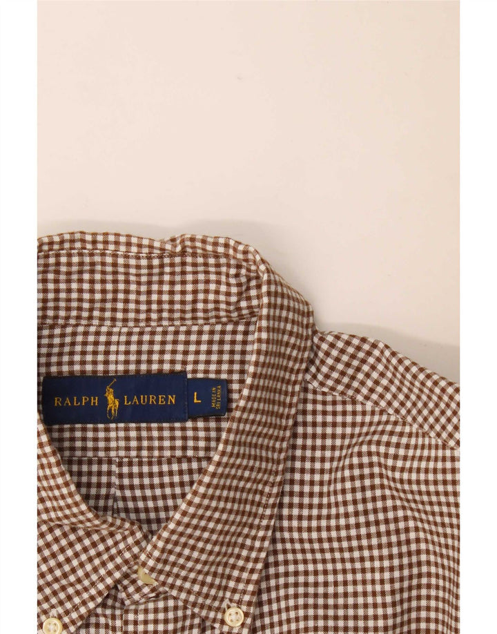 Ralph Lauren Camisa de franela para hombre Algodón a cuadros marrón grande