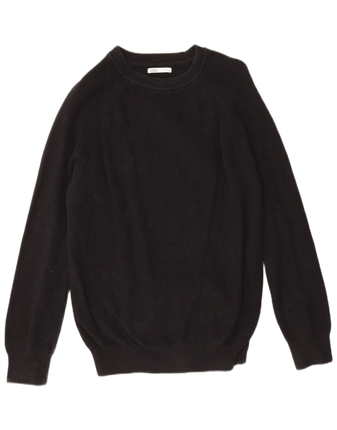 Zara Hombre Jersey Con Cuello Barco Jersey Grande Algodón Negro