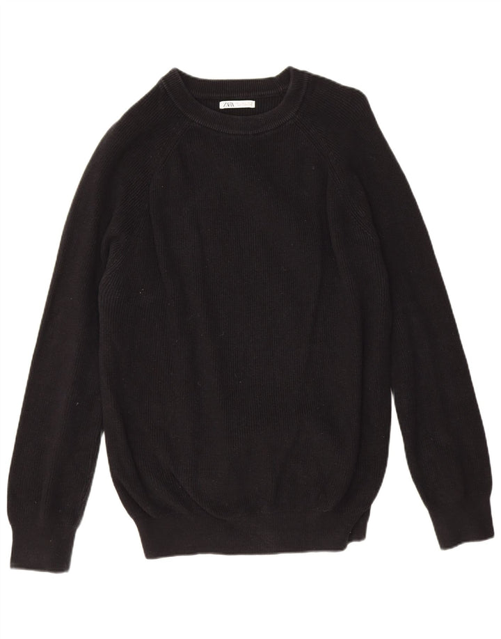 Zara Hombre Jersey Con Cuello Barco Jersey Grande Algodón Negro