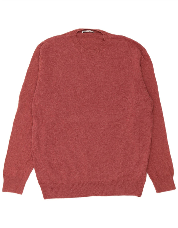 Zara Hombre Jersey Cuello Redondo Jersey Large Poliamida Burdeos