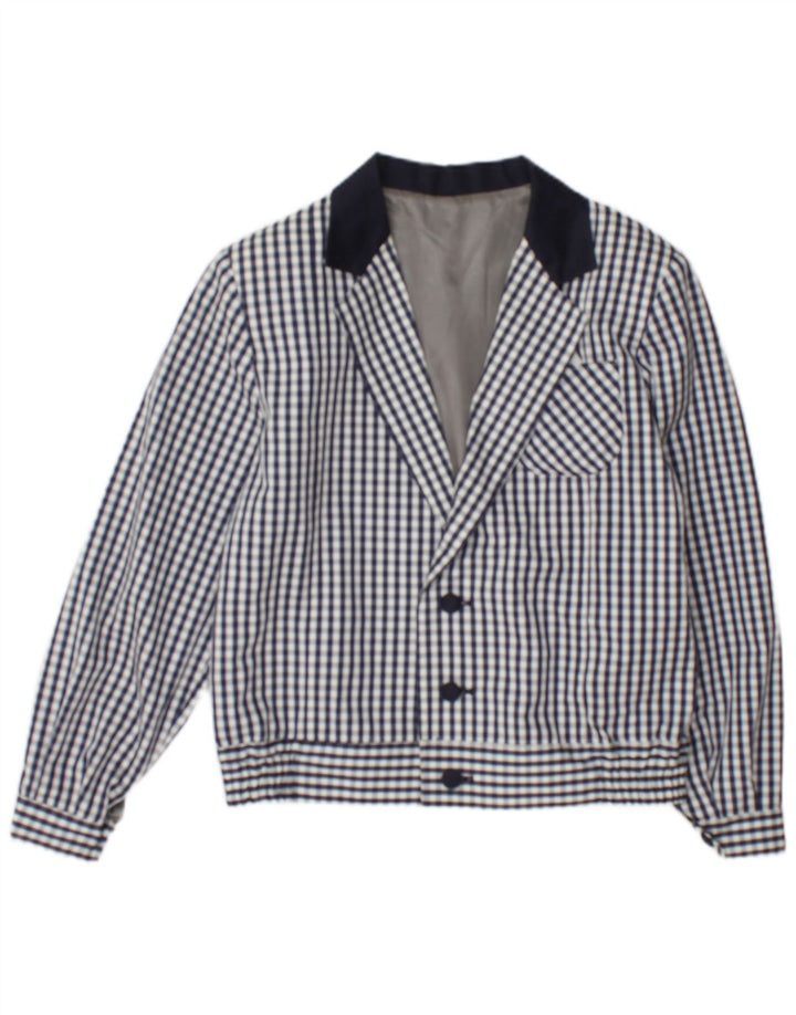 Vintage mujer bomber chaqueta Reino Unido 12 medio azul marino comprobar
