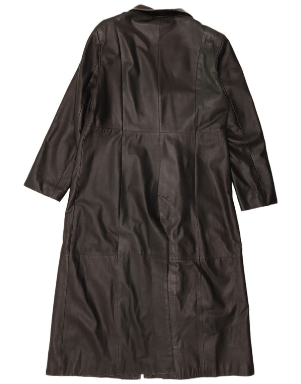 Vintage mujer cuero abrigo Reino Unido 18 XL cuero negro