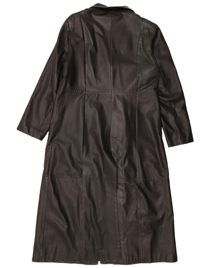 Vintage mujer cuero abrigo Reino Unido 18 XL cuero negro