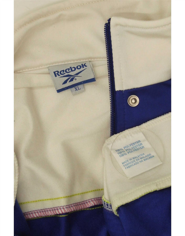 Reebok Hombre Graphic Chándal Top Chaqueta XL Azul Colorblock Poliéster