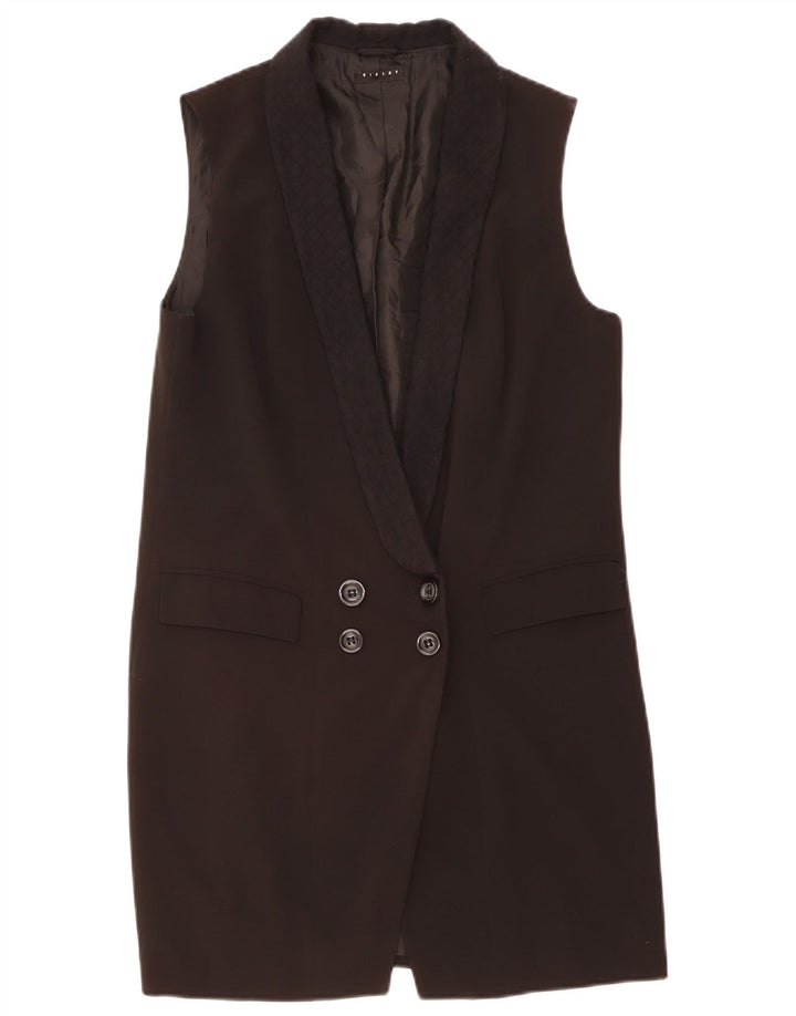 Sisley Chaqueta tipo blazer larga sin mangas para mujer UK 40 Medium Black