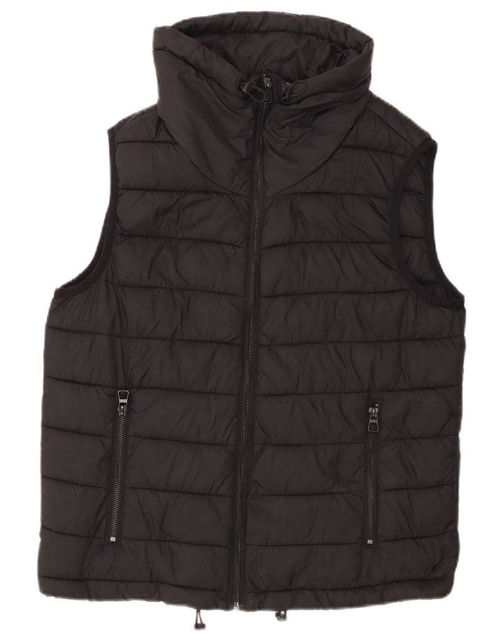 Zara Mujer Chaleco Acolchado UK 44 Medium Nylon Negro