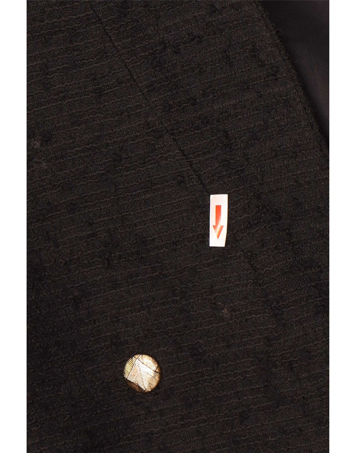 Zara Chaqueta tipo blazer con doble botonadura para hombre UK 36 Small Poliéster moteado negro