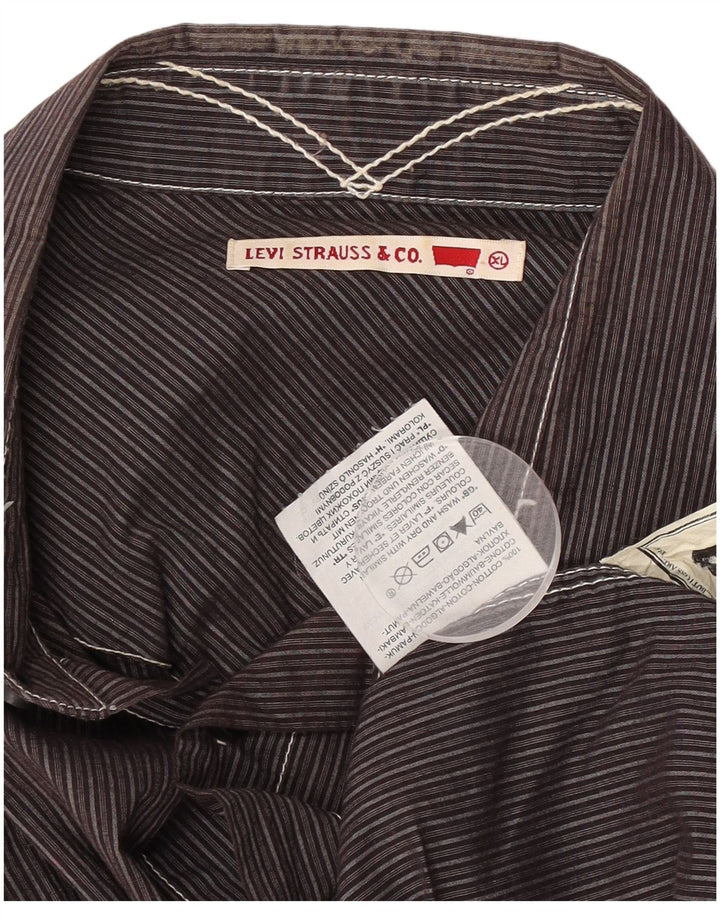 Camisa Levi's Hombre XL Algodón Rayas Marrón