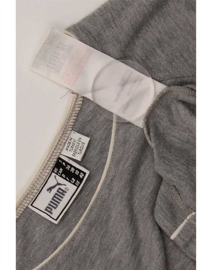 Puma Mujer Top Manga Larga UK 10 Pequeño Algodón Gris