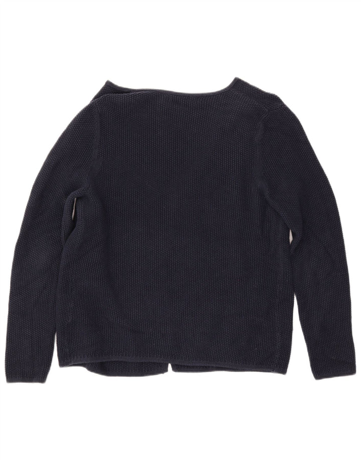 CREW CLOTHING Suéter tipo cárdigan abierto para mujer UK 14 Algodón azul marino mediano