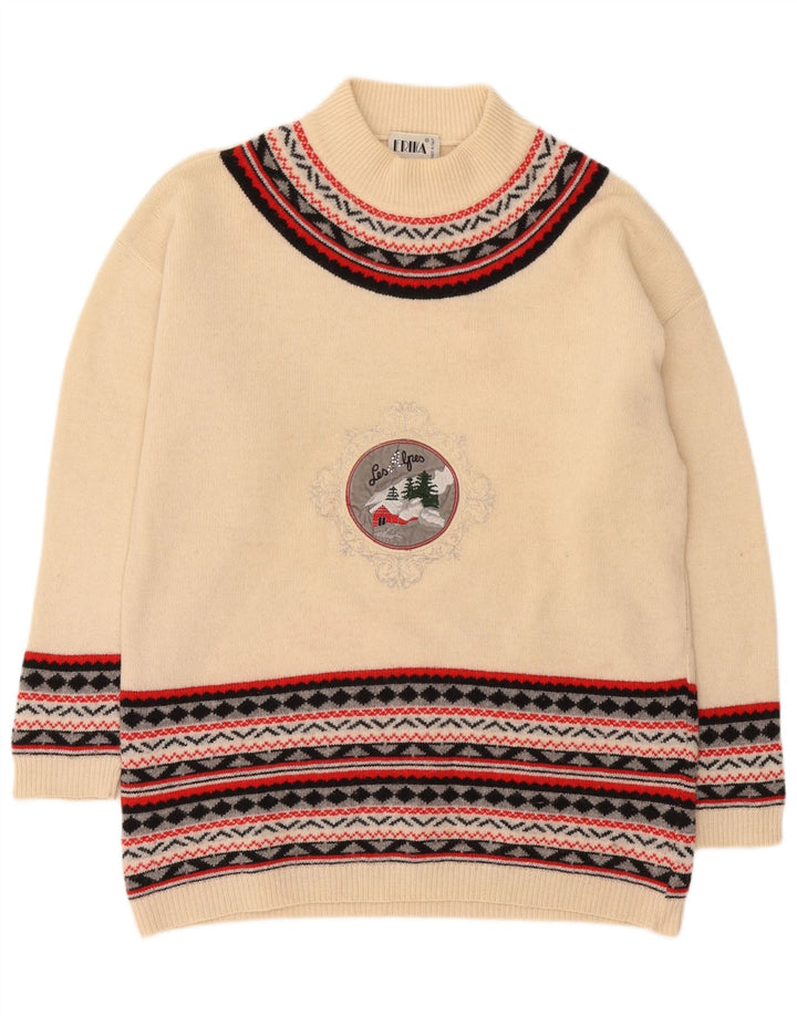 Erika - Jersey extragrande con cuello de tortuga para mujer, talla 40, color blanco roto