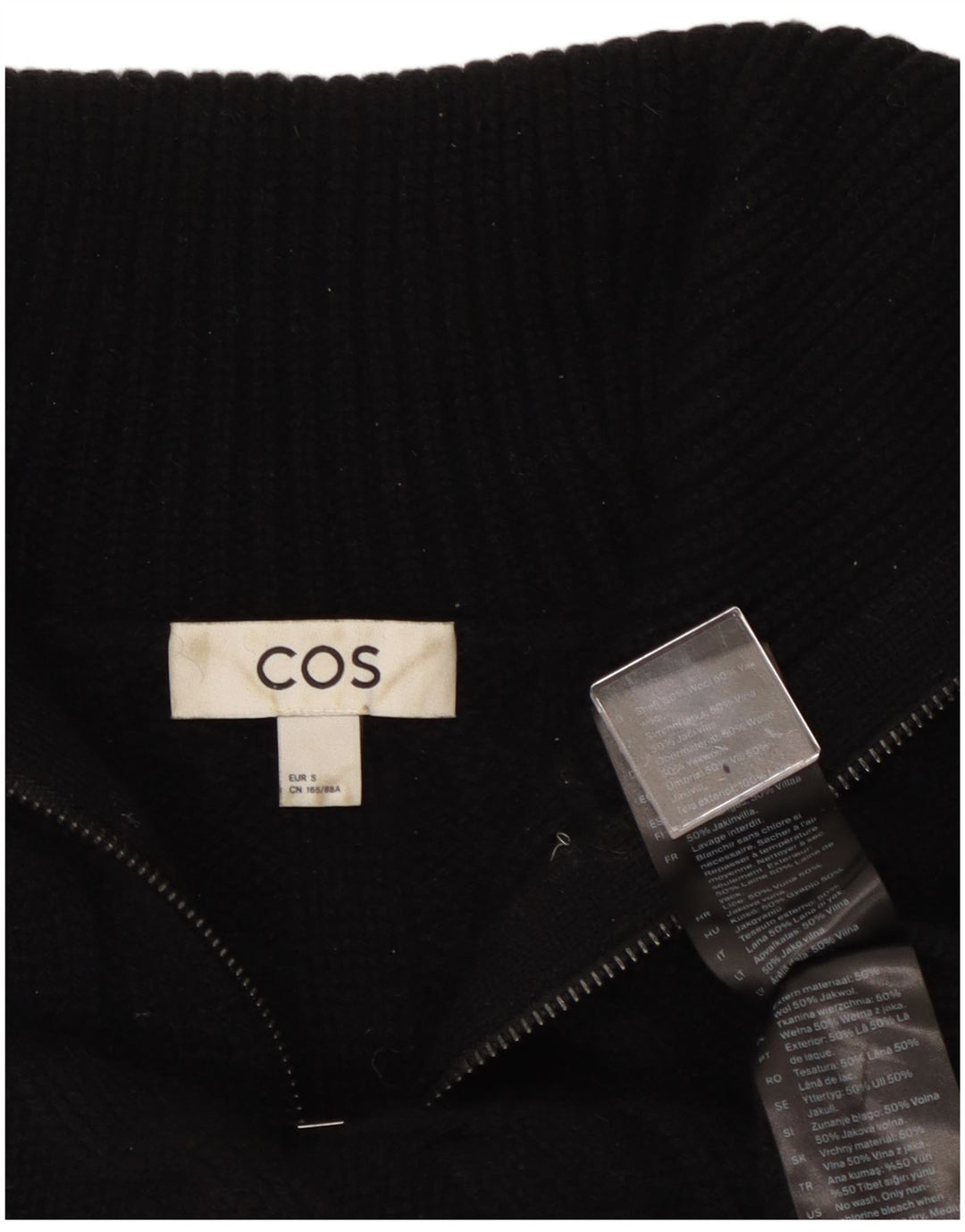 Cos - Cárdigan extragrande para mujer, talla pequeña, lana negra
