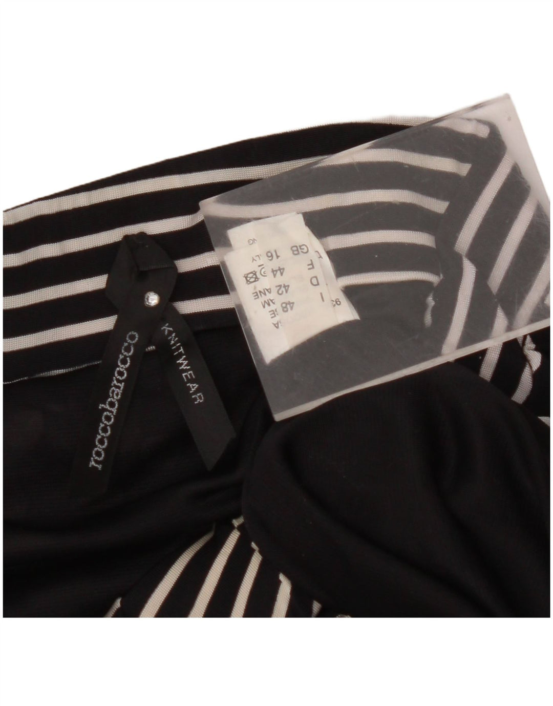 ROCCOBAROCCO Falda midi para mujer UK 46 Viscosa con lunares negros grandes