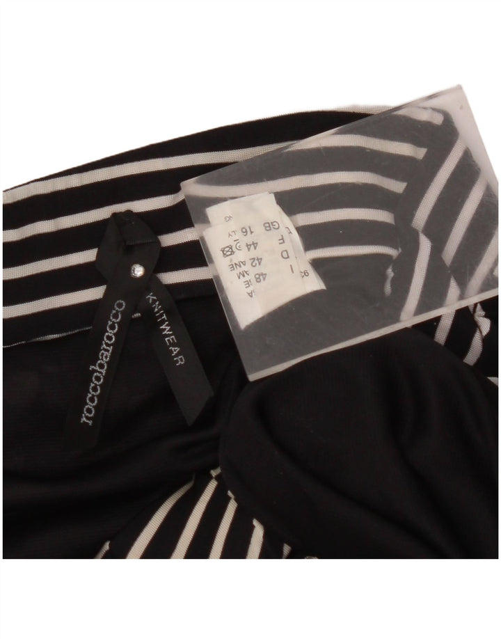 ROCCOBAROCCO Falda midi para mujer UK 46 Viscosa con lunares negros grandes