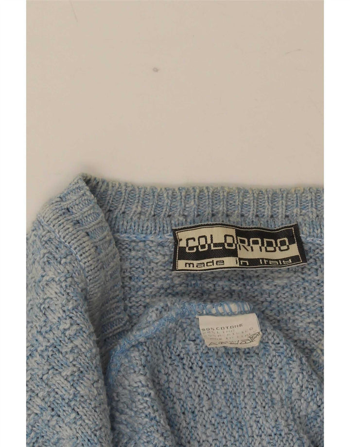Colorado Jersey con cuello en V para hombre de algodón moteado azul medio