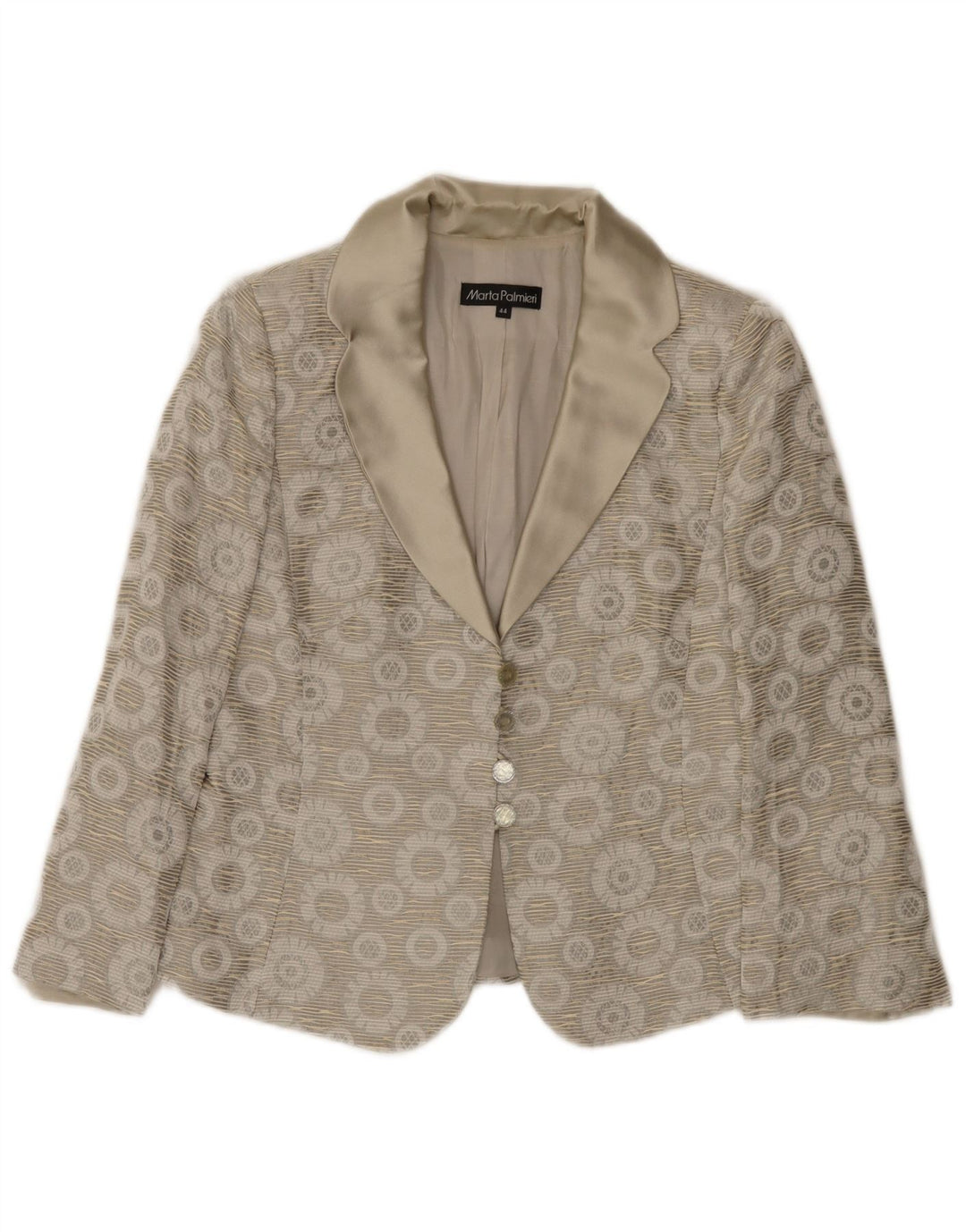 Marta Palmieri Chaqueta Blazer De 4 Botones Para Mujer IT 44 Gris Medio Floral