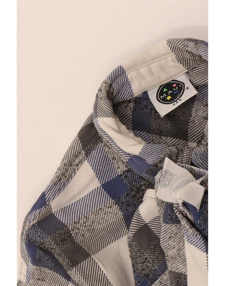 Maui and Sons Camisa de franela de algodón a cuadros azul medio