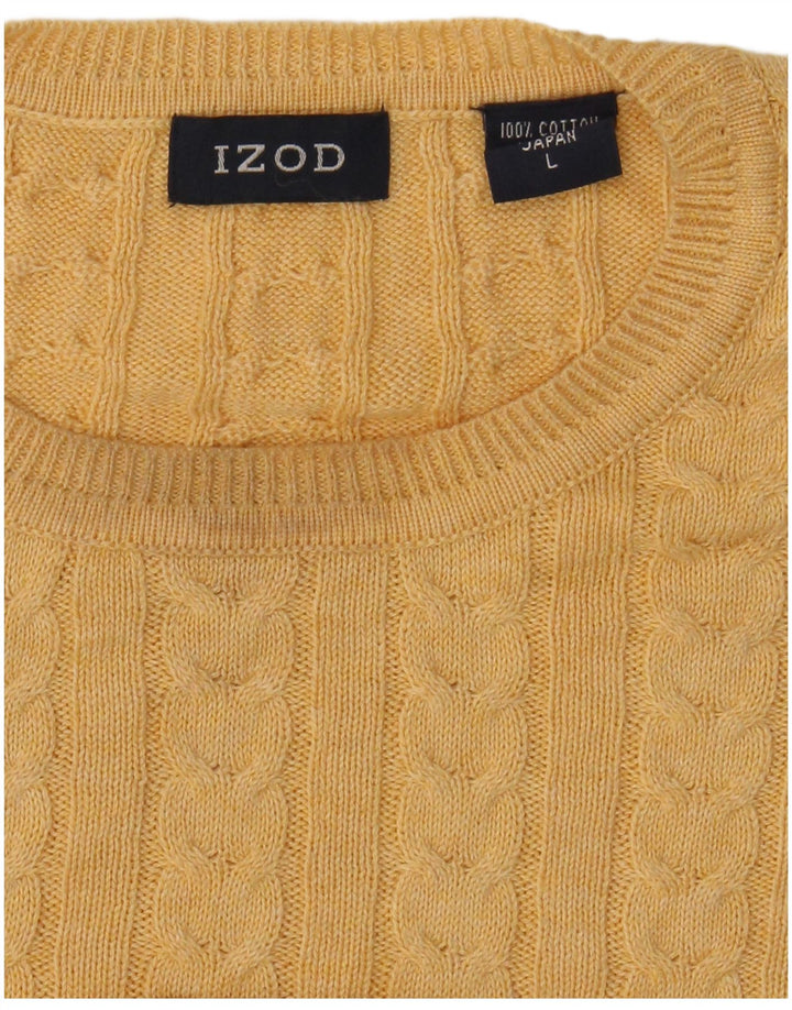 IZOD Jersey de cuello redondo para hombre, talla grande, algodón amarillo