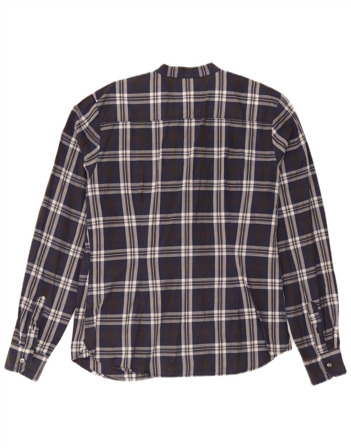 North Sails Camisa tipo pulóver con volantes en la parte delantera para mujer UK 40 XL Azul marino a cuadros