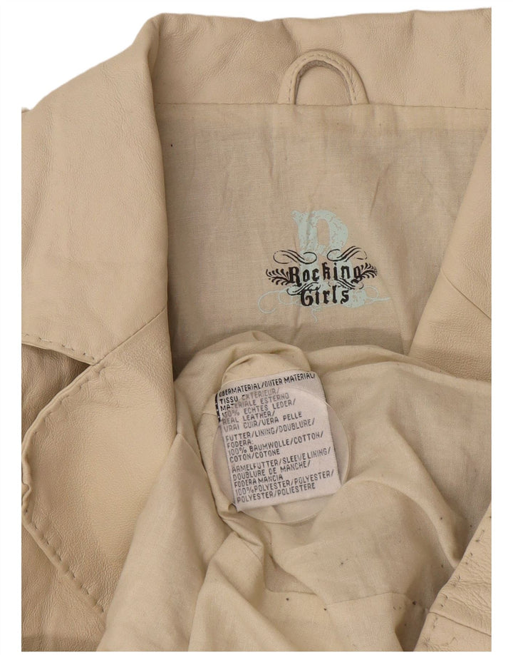 Vintage mujer militar 3 botones Blazer chaqueta Reino Unido 14 medio blanco