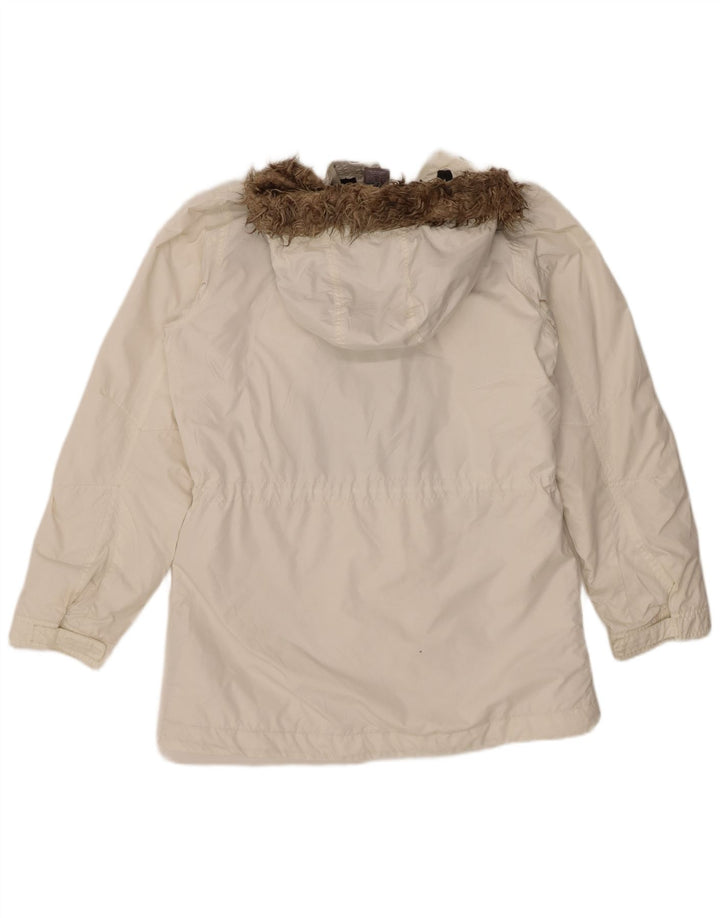 Nike Chaqueta cortavientos con capucha para mujer UK 14/16 Grande Poliéster blanco