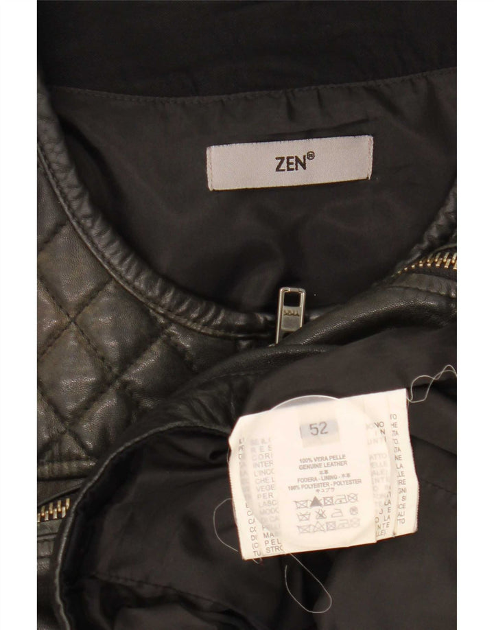 Zen Chaqueta motera de cuero para hombre IT 52 Grande Negro