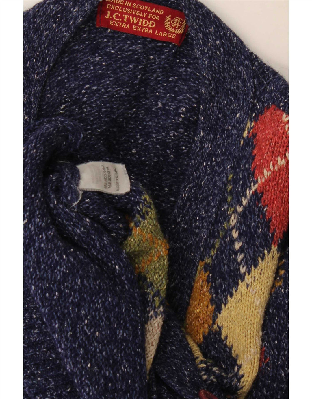 J. C. Twidd Suéter tipo cárdigan para hombre 2XL Azul Argyle/Lana de diamante Clásico