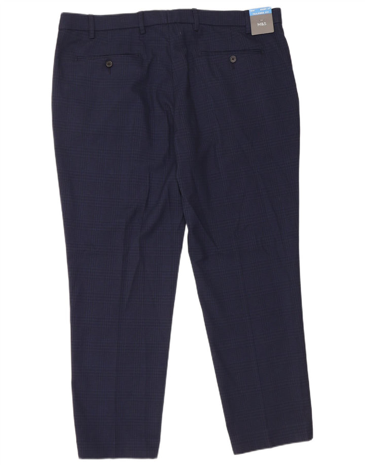 Marks & Spencer Pantalones de traje a medida para hombre W40 L29 Azul marino