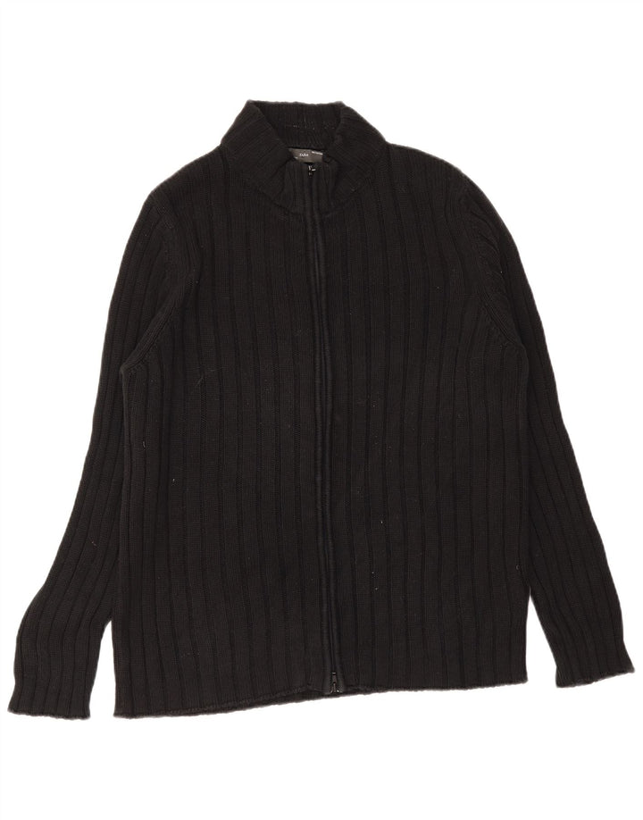 ZARA Hombre Cárdigan Sueter XL Negro Algodón