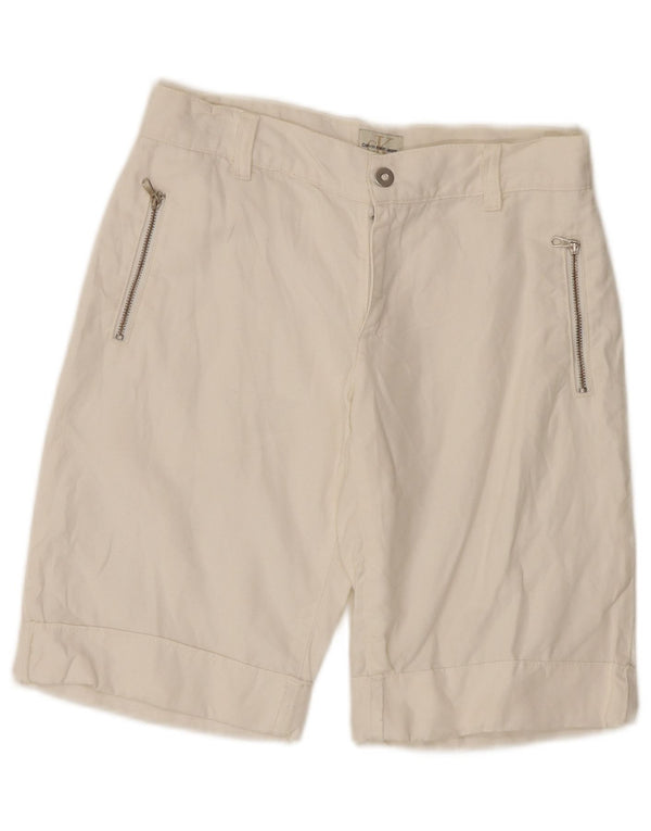 Calvin Klein Pantalones Cortos Casuales para Mujer W24 XS Algodón Blanco