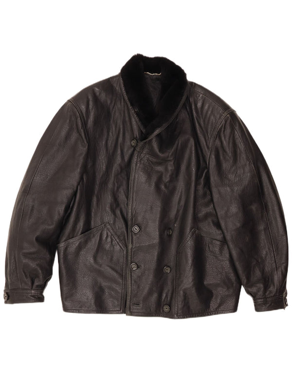 Fibok Chaqueta de cuero para hombre IT 54 2XL Cuero negro