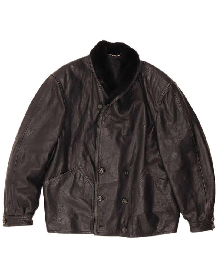 Fibok Chaqueta de cuero para hombre IT 54 2XL Cuero negro