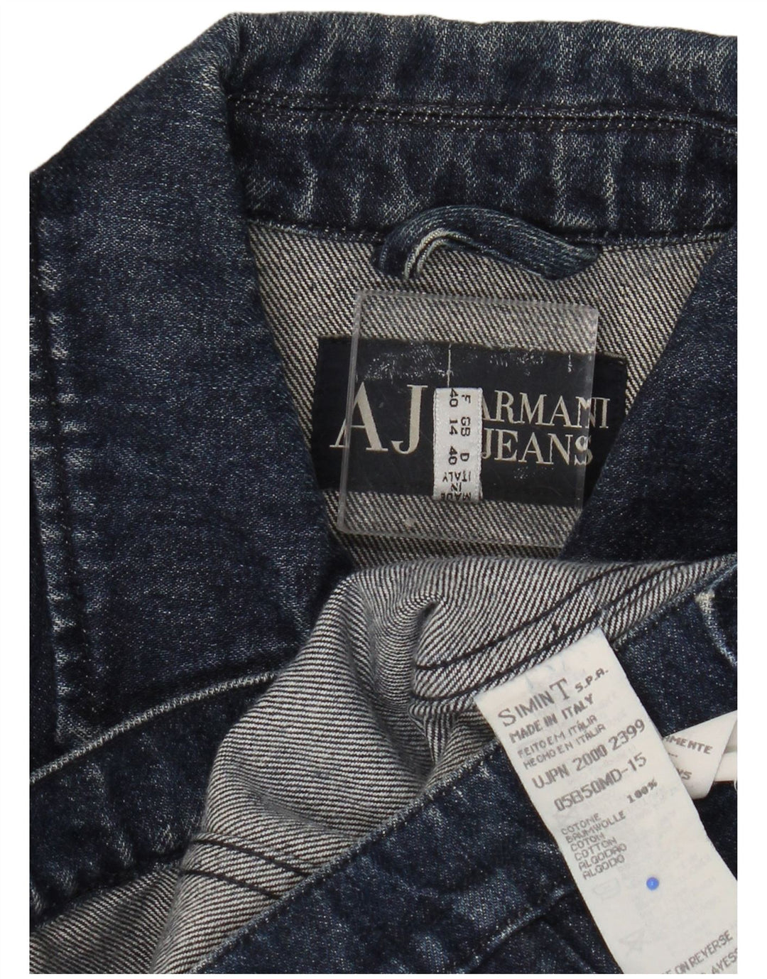 ARMANI JEANS Chaqueta vaquera corta para mujer Reino Unido 14 Algodón azul marino mediano