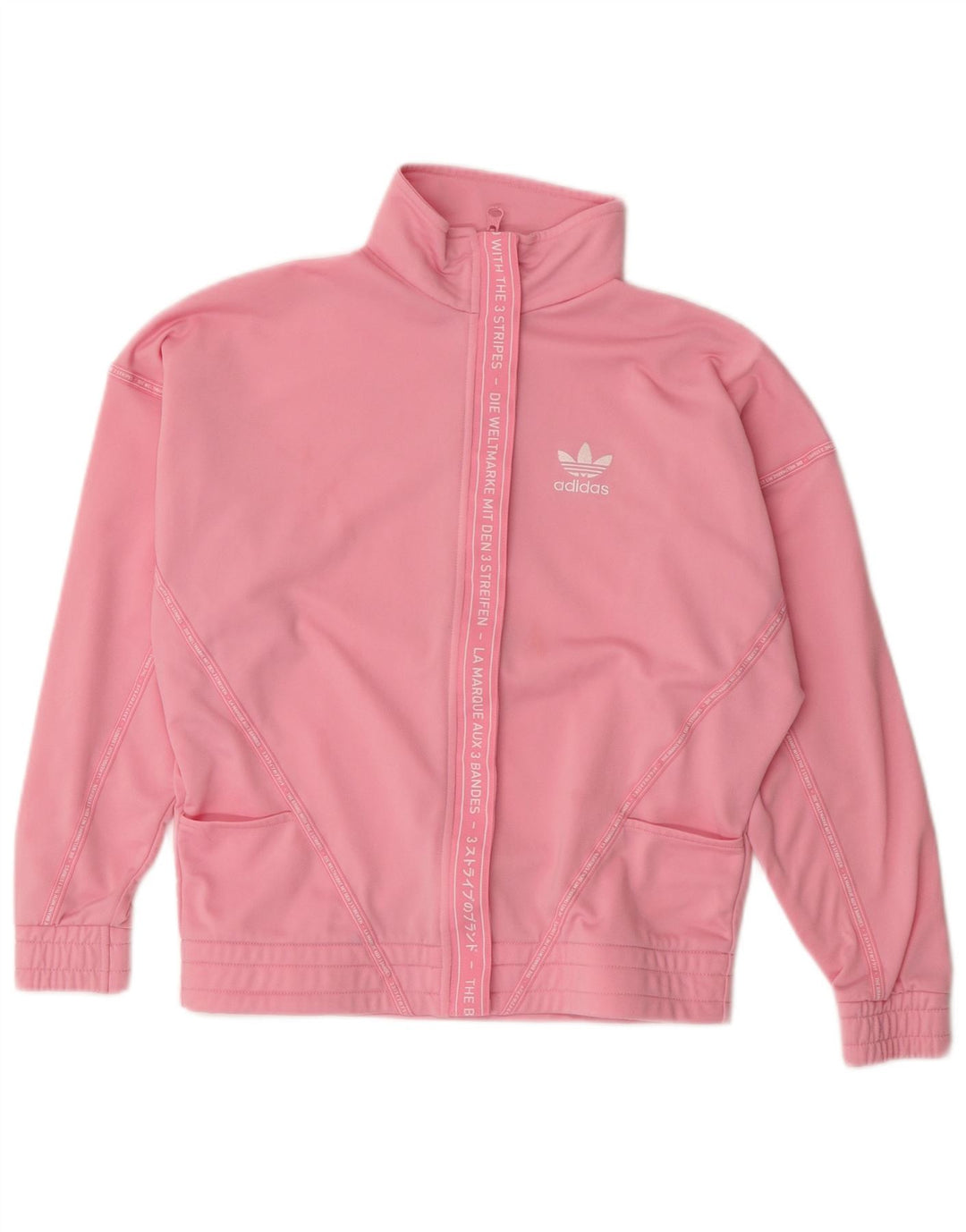 Adidas - Chaqueta de chándal gráfica para niña, 11-12 años, poliéster Rosa