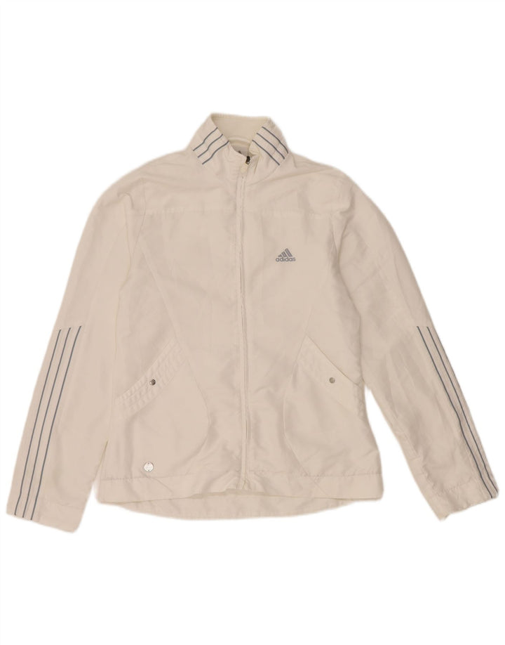 ADIDAS Chaqueta de chándal para mujer UK 10 Small White Poliéster