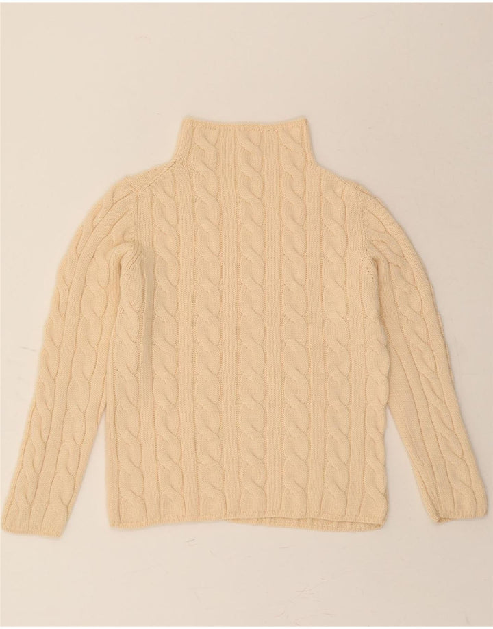 VINTAGE Womens Turtle Neck Jumper Sweater UK 12 Medium Beige Vintage Vintage and Second-Hand Vintage from Messina Hembry 