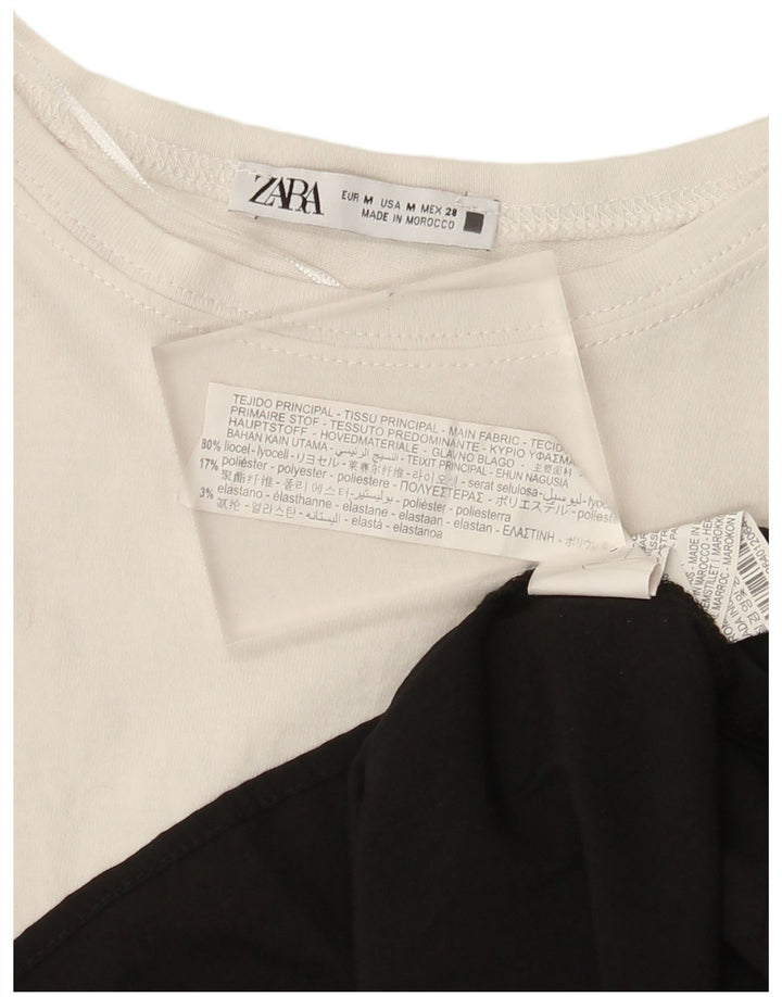 Zara Mujer Top Extragrande Manga Larga UK 44 Medio Blanco Colorblock