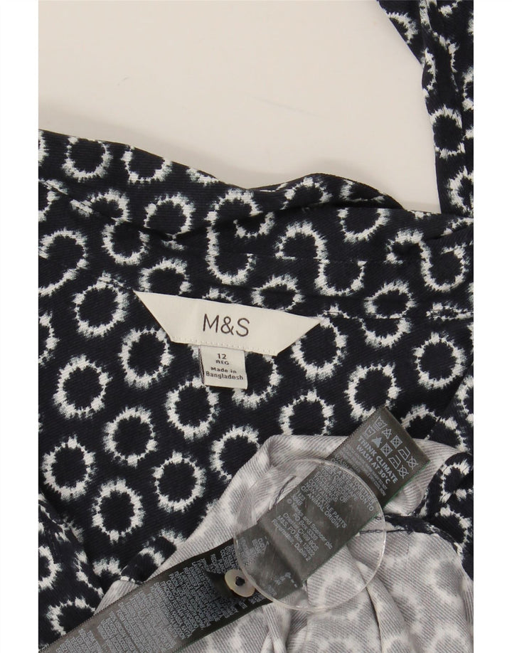 Marks & Spencer Camisa holgada para mujer Reino Unido 40 Mediano Azul marino Geométrico