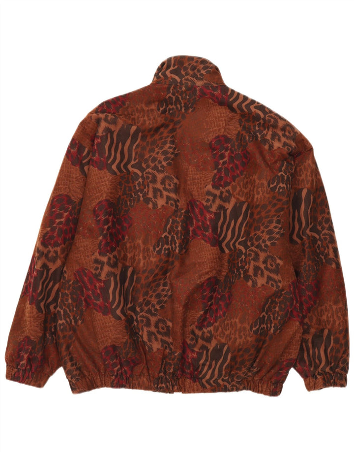 Vintage mujer chaqueta bomber de gran tamaño Reino Unido 14 gran estampado animal marrón