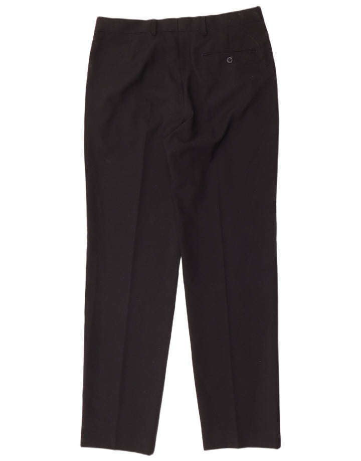 Marks & Spencer Pantalón de traje de corte regular para hombre W34 L33 Poliéster azul marino
