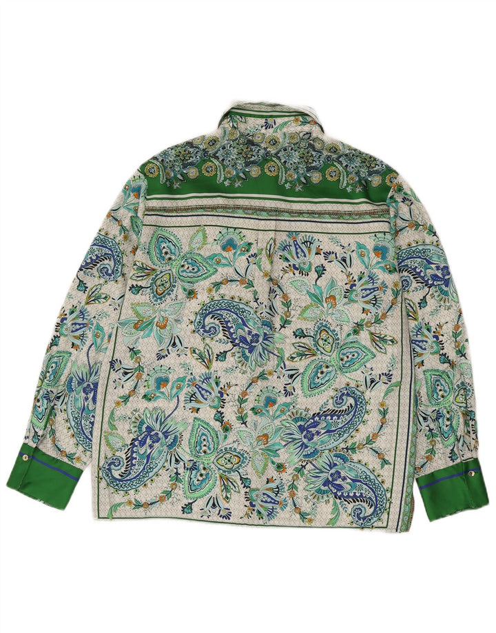 ZARA Blusa Camisa Mujer ES 44 Verde Medio Paisley Poliéster