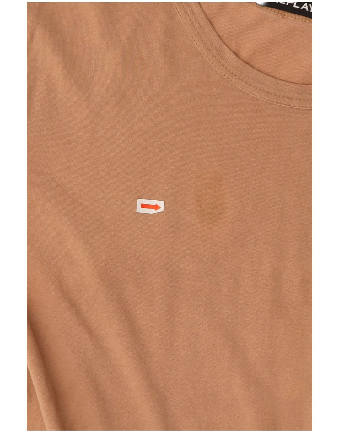 REPLAY Mens Graphic T-Shirt Top Small Beige Cotton