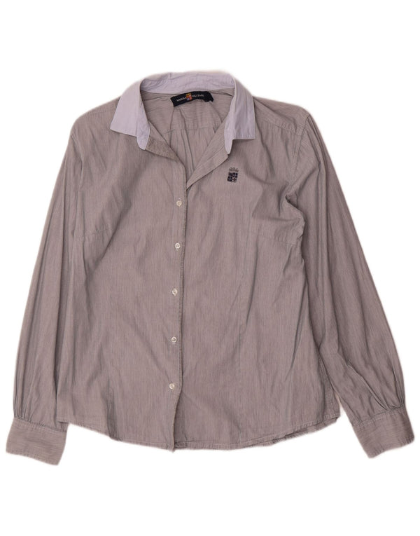 Marina Militare Camisa Mujer UK 20 2XL Gris Rayas Algodón