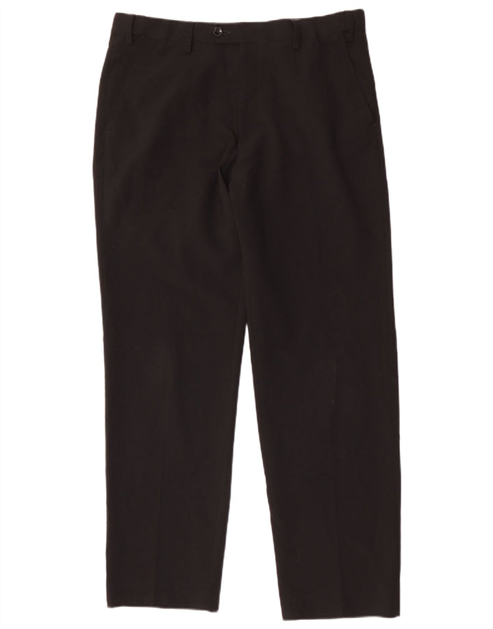 Marks & Spencer Pantalón de traje regular recto para hombre W34 L31 Poliéster negro
