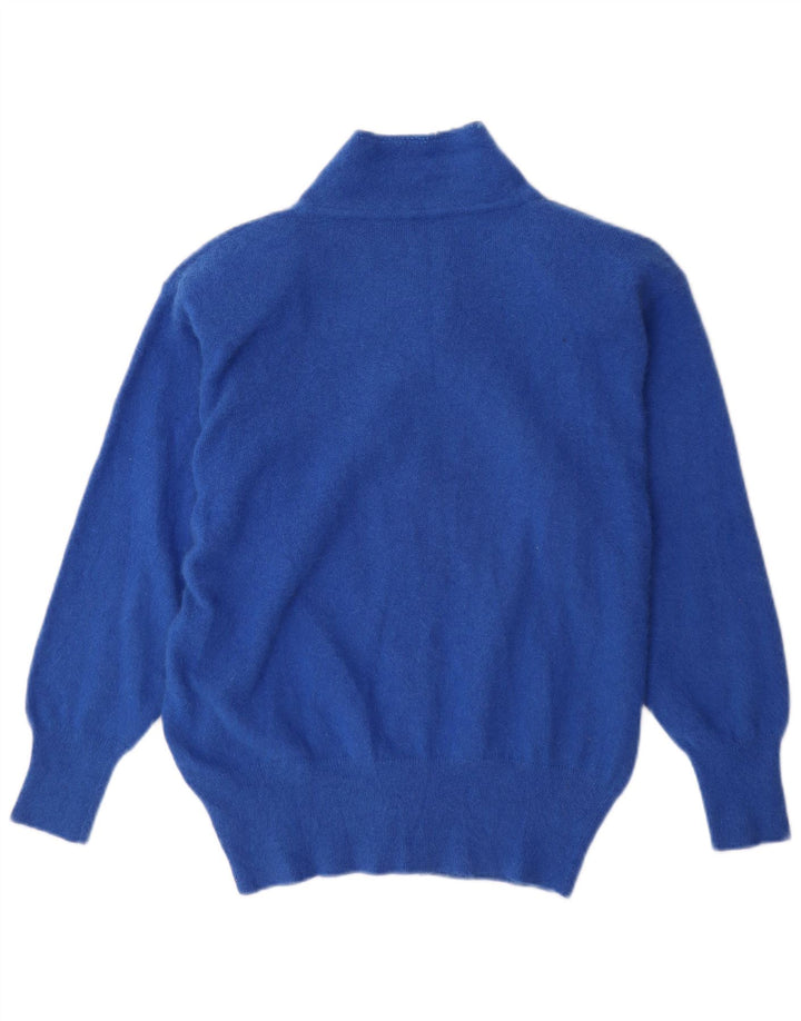 VINTAGE Mujer Cardigan Suéter Reino Unido 16 Grande Azul Angora