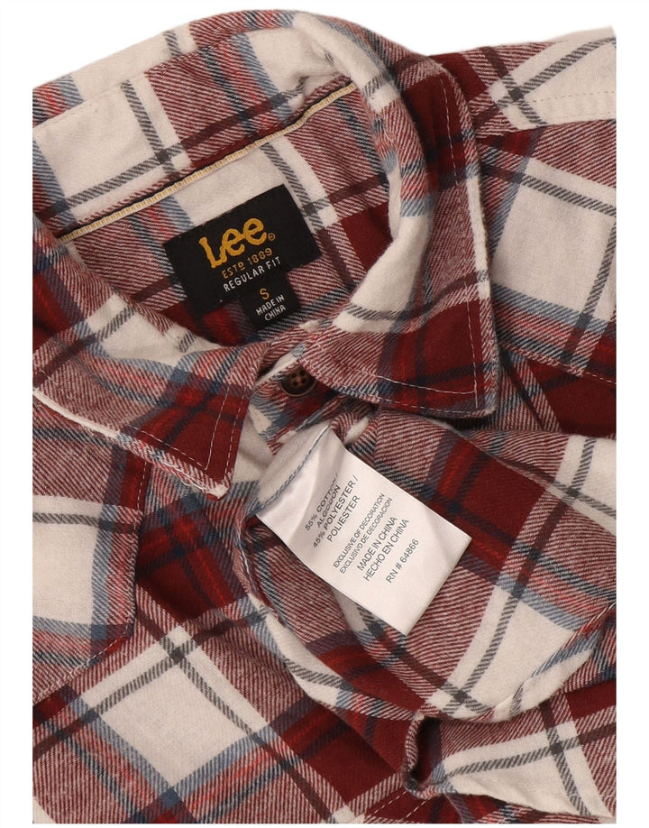 Camisa De Franela De Corte Regular De Algodón A Cuadros Burdeos Pequeño Lee Hombre