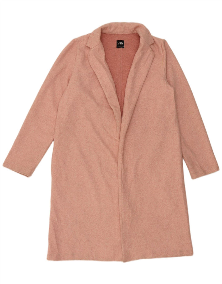 Zara Mujer Abrigo Abierto UK 46 Grande Poliéster Rosa