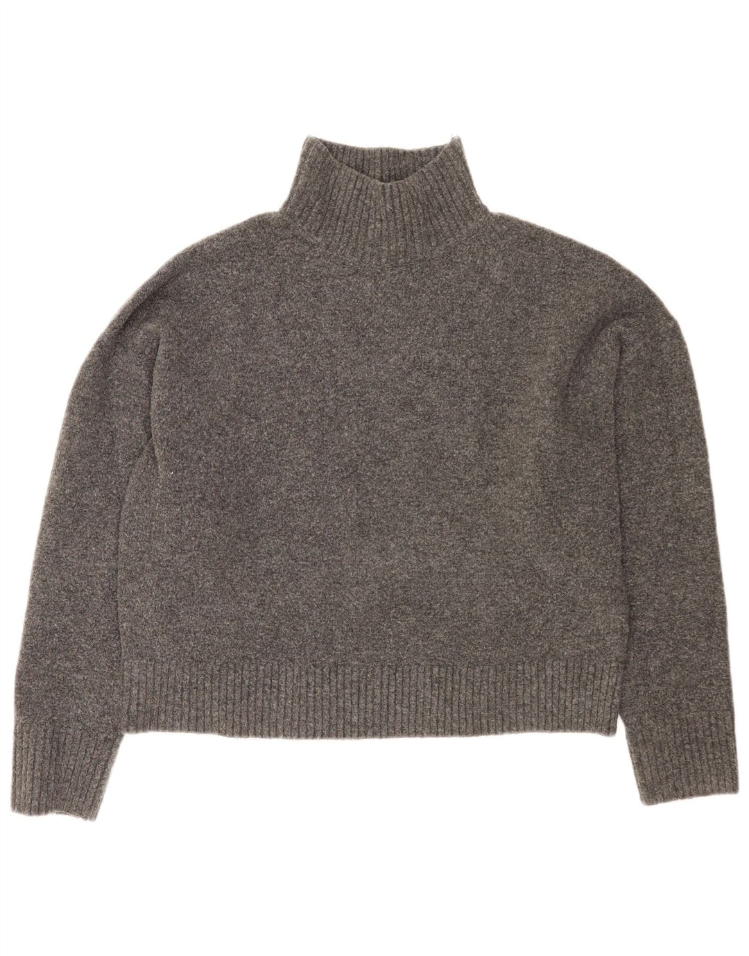 Zara Mujer Crop Suéter De Cuello Alto De Gran Tamaño UK 46 Grande Gris