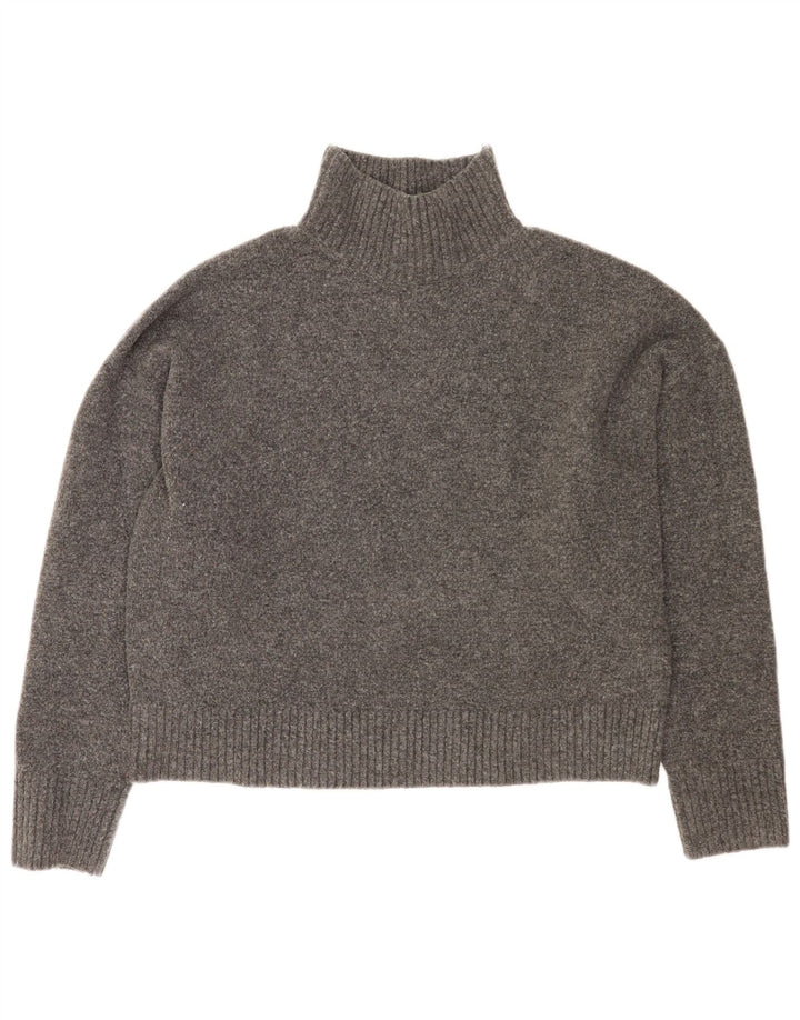 Zara Mujer Crop Suéter De Cuello Alto De Gran Tamaño UK 46 Grande Gris
